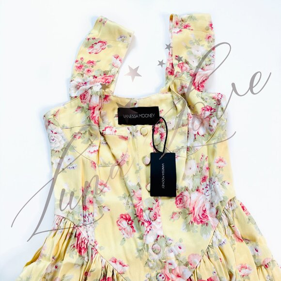 VANESSA MOONEY The Elisabeth Romper Dress In Yellow Rose NWT - Picture 4 of 10